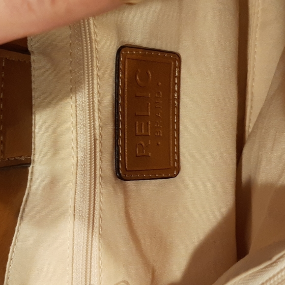 Vintage RARE Relic 1992 Collection Wood Handle With Floral Canvas Crossb Satchel - Picture 6 of 12